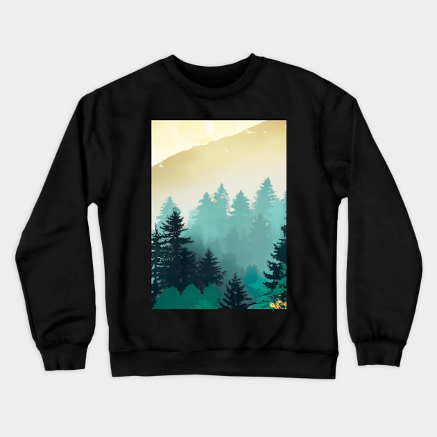 Foggy Forest Crewneck Sweatshirt by maxcode